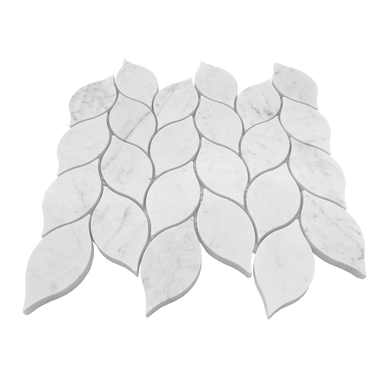 Carrara White Italian Marble Blanco Orchid Leaf Mosaic Tile Honed