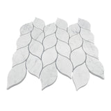 Carrara White Italian Marble Blanco Orchid Leaf Mosaic Tile Honed