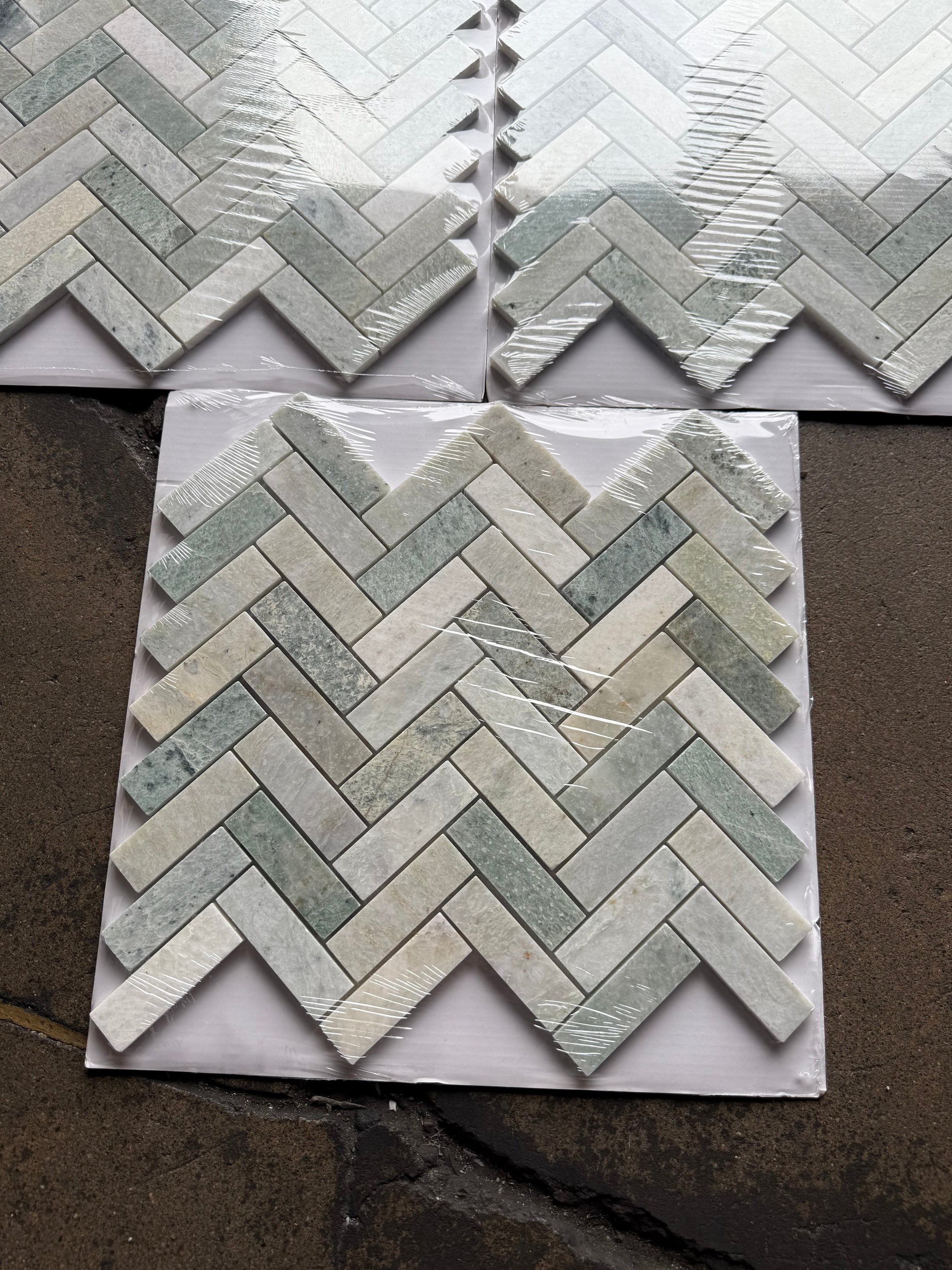 1x3 Ming Green Classico Herringbone 11 x 12.5