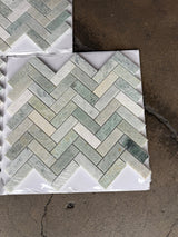 1x3 Ming Green Classico Herringbone 11 x 12.5