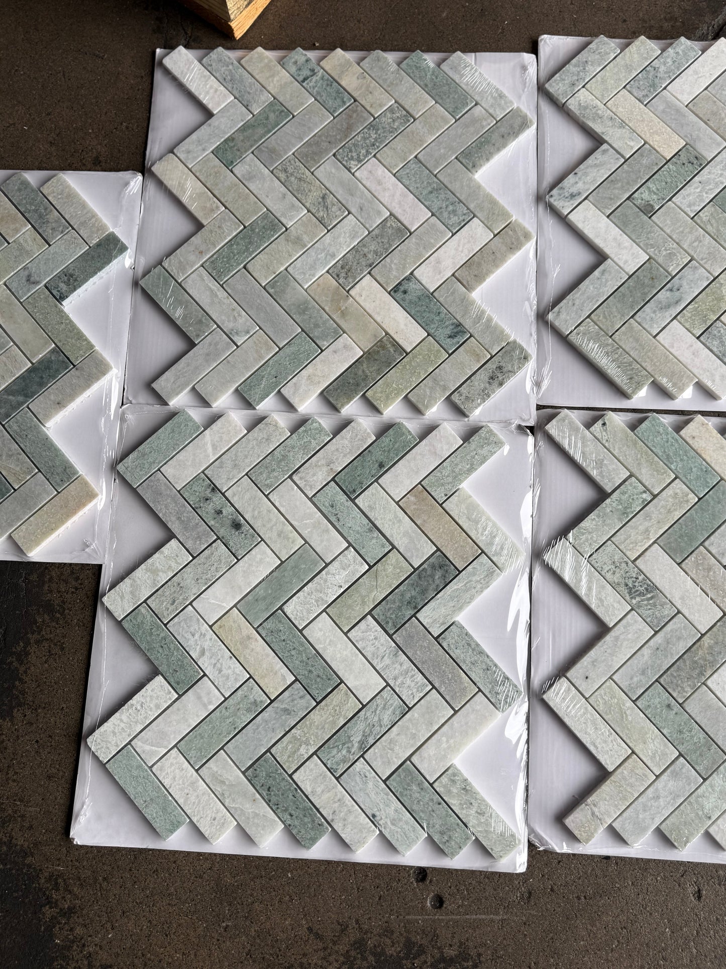 1x3 Ming Green Classico Herringbone 11 x 12.5