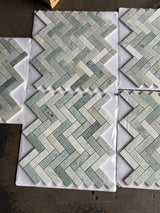 1x3 Ming Green Classico Herringbone 11 x 12.5