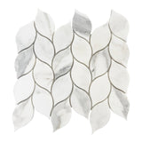 Calacatta Gold Italian Marble Blanco Orchid Leaf Mosaic Tile Honed