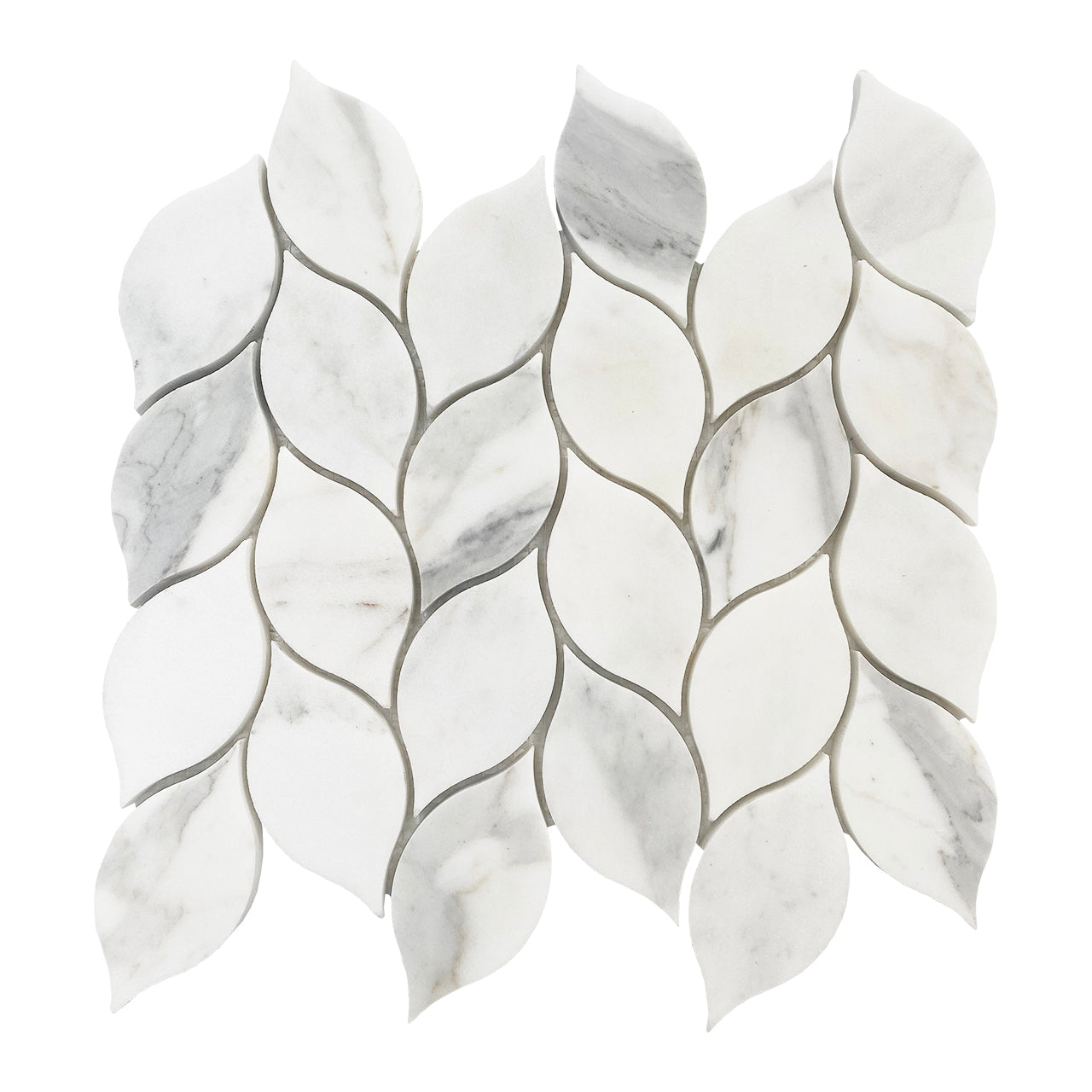 Calacatta Gold Italian Marble Blanco Orchid Leaf Mosaic Tile Honed