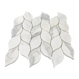 Calacatta Gold Italian Marble Blanco Orchid Leaf Mosaic Tile Polished