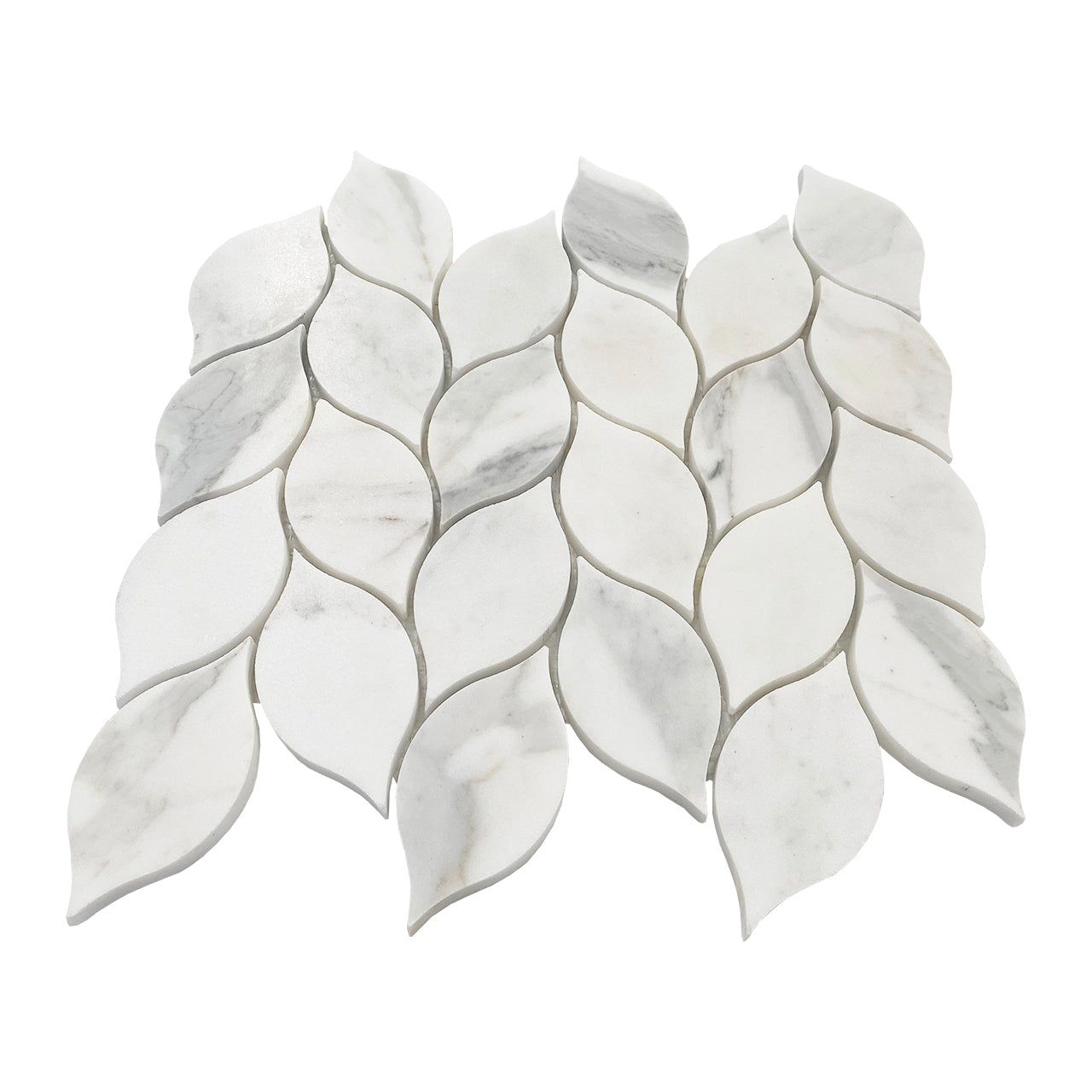 Calacatta Gold Italian Marble Blanco Orchid Leaf Mosaic Tile Honed