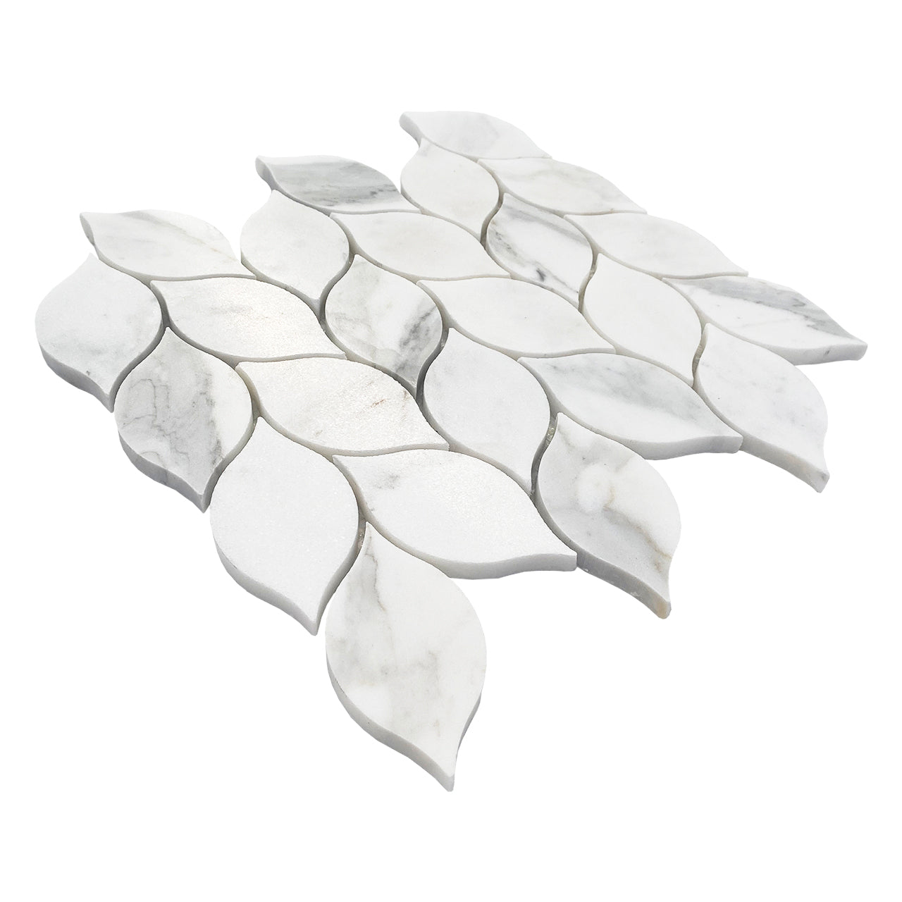 Calacatta Gold Italian Marble Blanco Orchid Leaf Mosaic Tile Polished