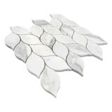 Calacatta Gold Italian Marble Blanco Orchid Leaf Mosaic Tile Polished