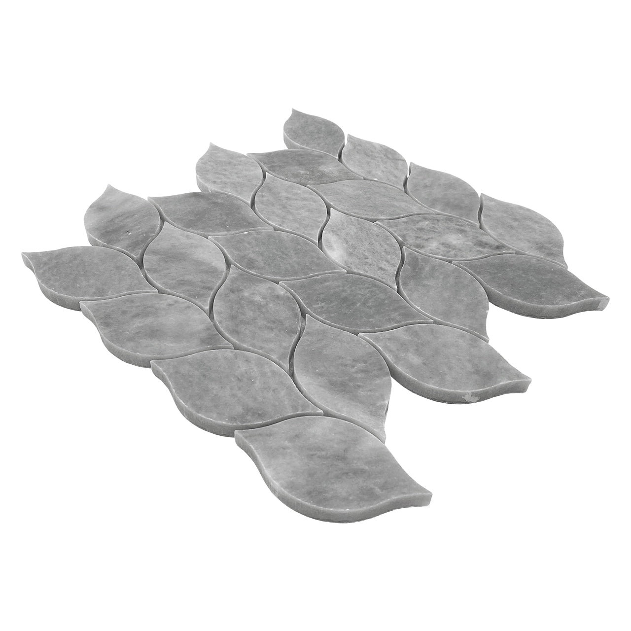 Bardiglio Gray Marble Blanco Orchid Leaf Mosaic Tile Honed