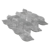 Bardiglio Gray Marble Blanco Orchid Leaf Mosaic Tile Honed