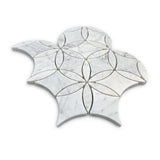 White Carrara Marble La Fleur Waterjet Mosaic Tile Polished