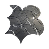 Nero Marquina Black Marble La Fleur Waterjet Mosaic Tile Honed