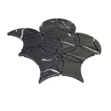 Nero Marquina Black Marble La Fleur Waterjet Mosaic Tile Polished