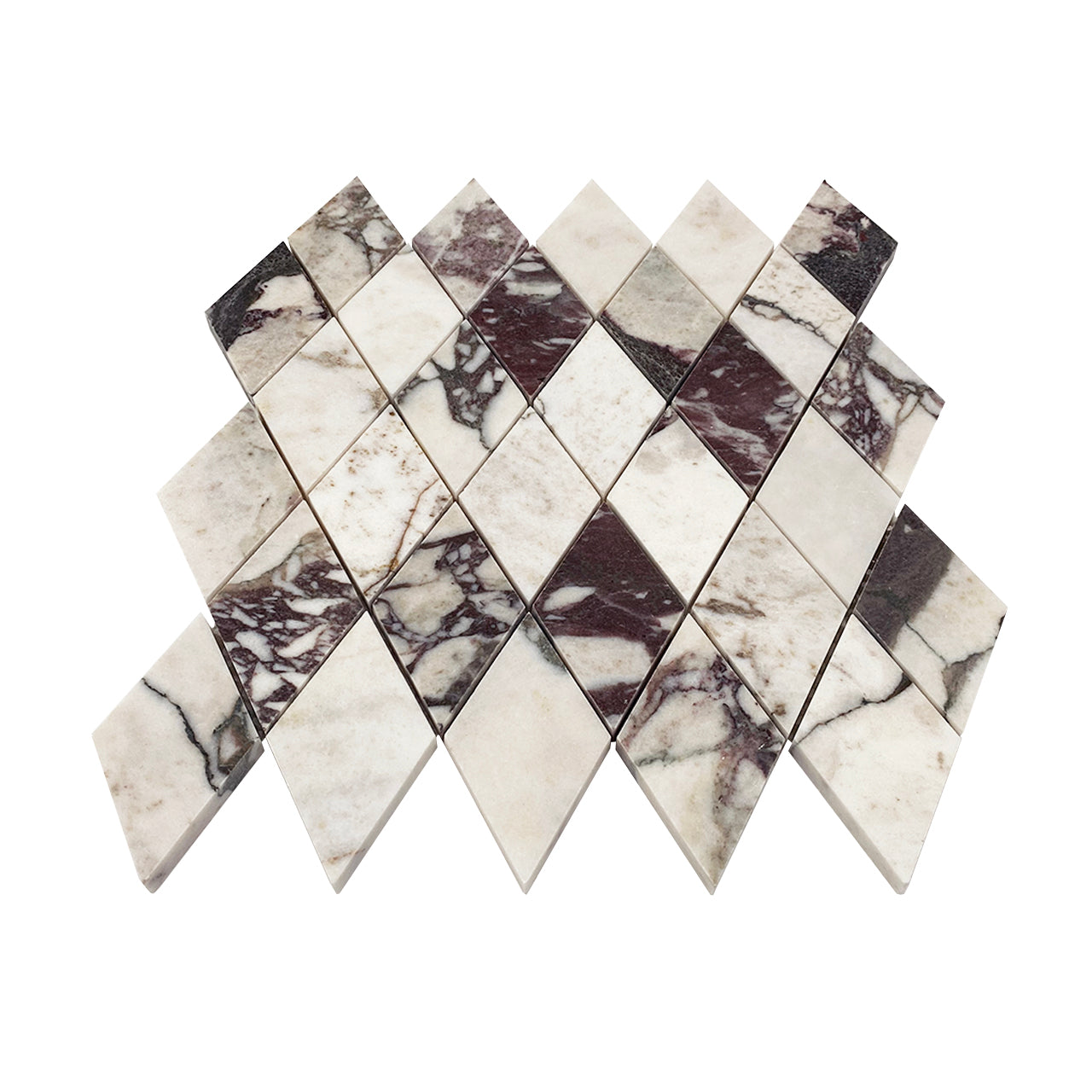 Calacatta Viola Marble Large Diamond Mosaic Tile Honed