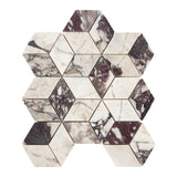 Calacatta Viola Marble Rhombus 3D Diamond Cube Mosaic Tile Honed
