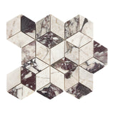 Calacatta Viola Marble Rhombus 3D Diamond Cube Mosaic Tile Polished
