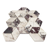Calacatta Viola Marble Rhombus 3D Diamond Cube Mosaic Tile Honed