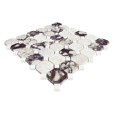 Calacatta Viola Marble Octagon with Dolomite Dots Mosaic Tile Polished