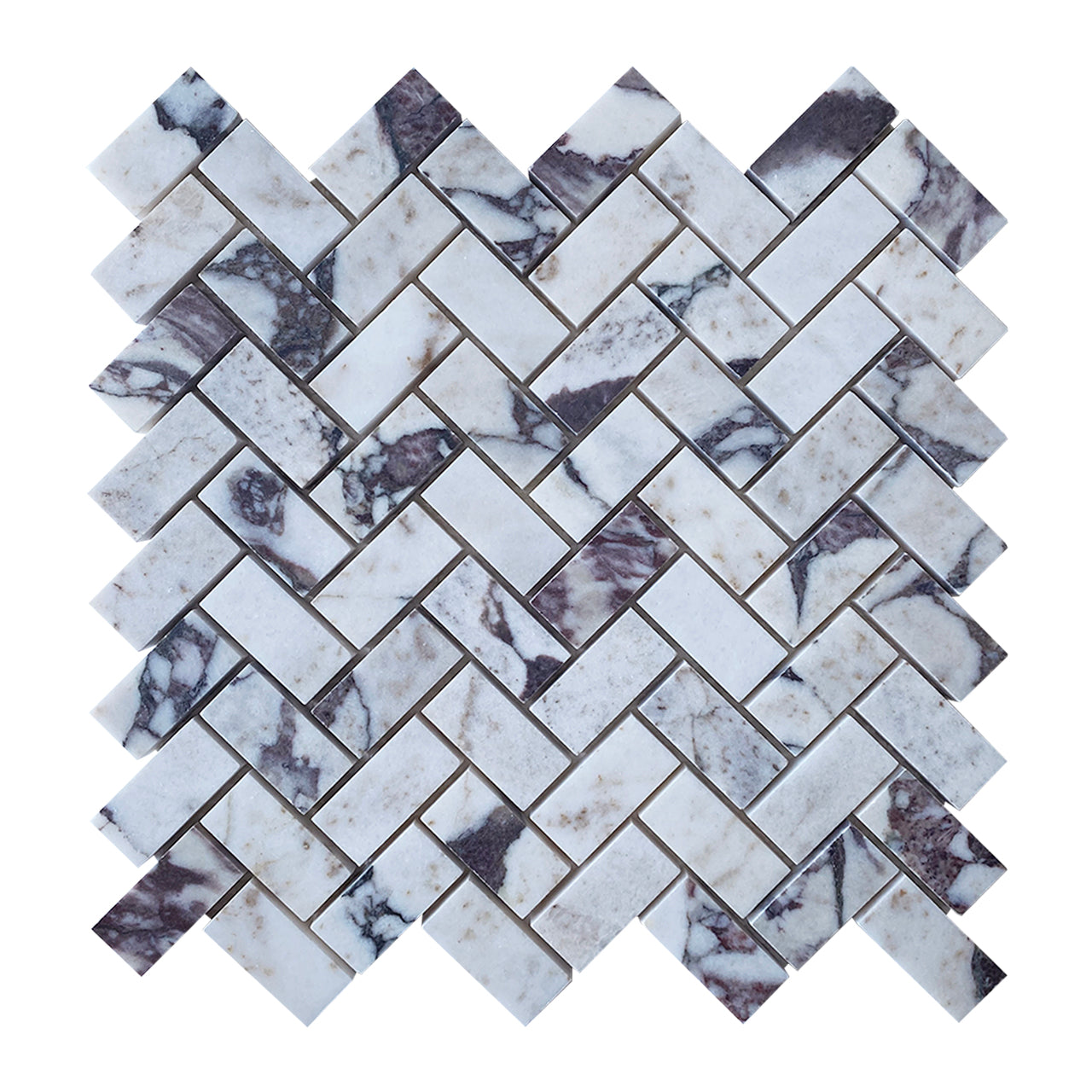 Calacatta Viola Marble 1x2 Herringbone Mosaic Tile Honed