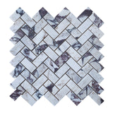 Calacatta Viola Marble 1x2 Herringbone Mosaic Tile Honed