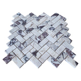 Calacatta Viola Marble 1x2 Herringbone Mosaic Tile Honed