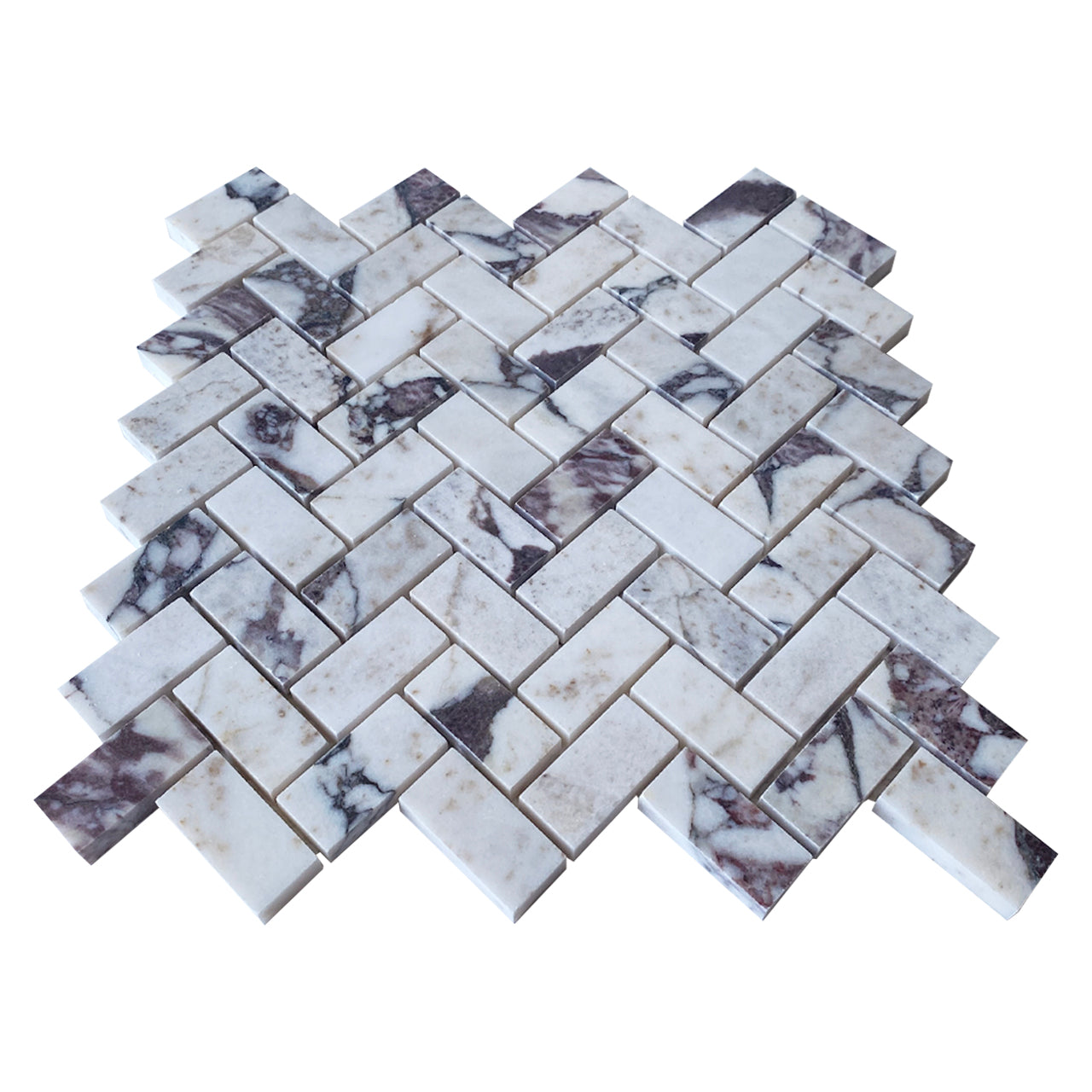 Calacatta Viola Marble 1x2 Herringbone Mosaic Tile Polished