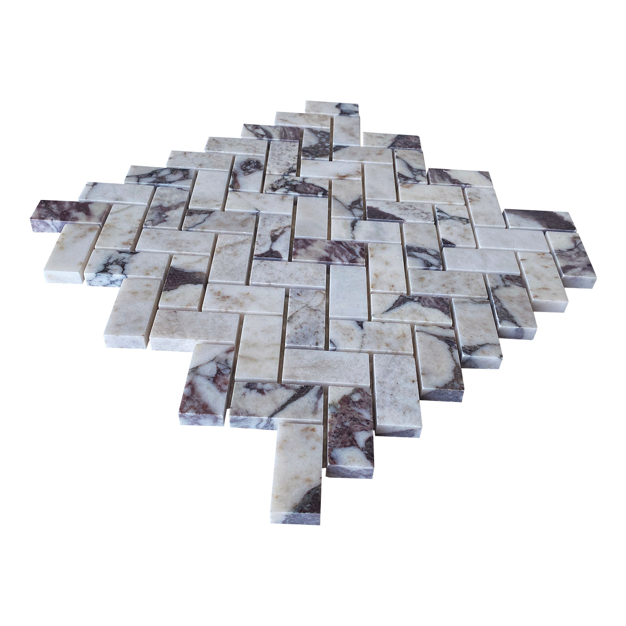 Calacatta Viola Marble 1x2 Herringbone Mosaic Tile Polished