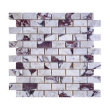 Calacatta Viola Marble 1" x 2" Brick Mosaic Tile Honed