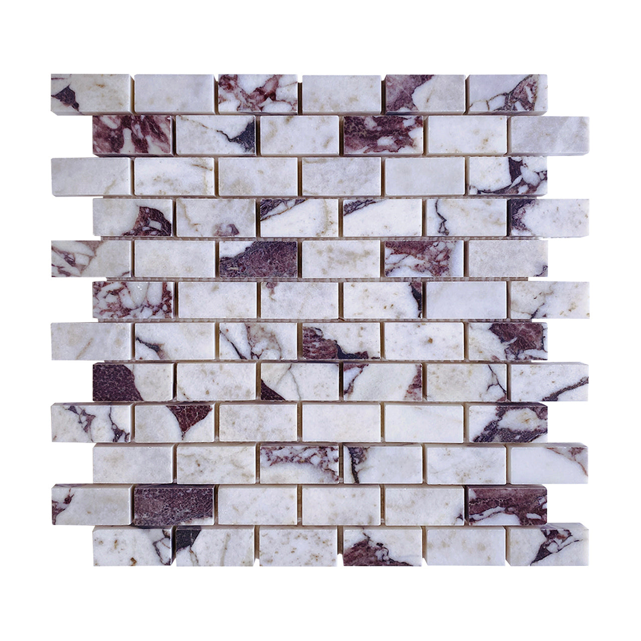 Calacatta Viola Marble 1" x 2" Brick Mosaic Tile Honed