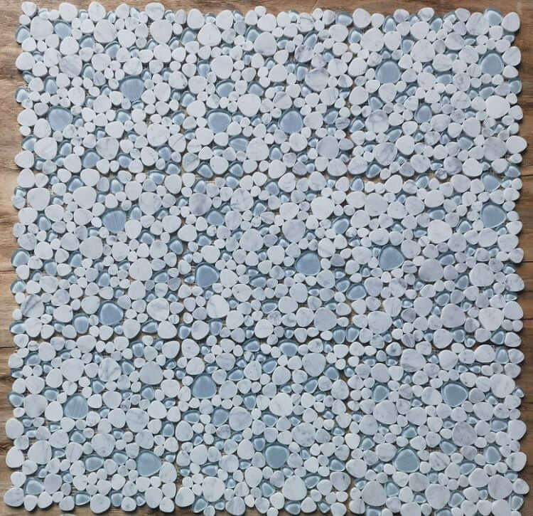 Carrara Blue Pebble Mosaic 12 x 12