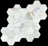 5” Tuscan Calacatta Oro Hexagon Mosaic Tile