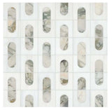 Bianco Dolomite Green Moderno 12"x12" Polished Marble Mosaic Floor and Wall Tile