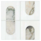 Bianco Dolomite Green Moderno 12"x12" Polished Marble Mosaic Floor and Wall Tile