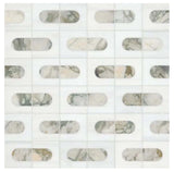 Bianco Dolomite Green Moderno 12"x12" Polished Marble Mosaic Floor and Wall Tile