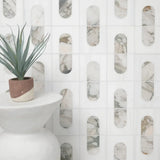Bianco Dolomite Green Moderno 12"x12" Polished Marble Mosaic Floor and Wall Tile