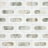 Bianco Dolomite Green Moderno 12"x12" Polished Marble Mosaic Floor and Wall Tile