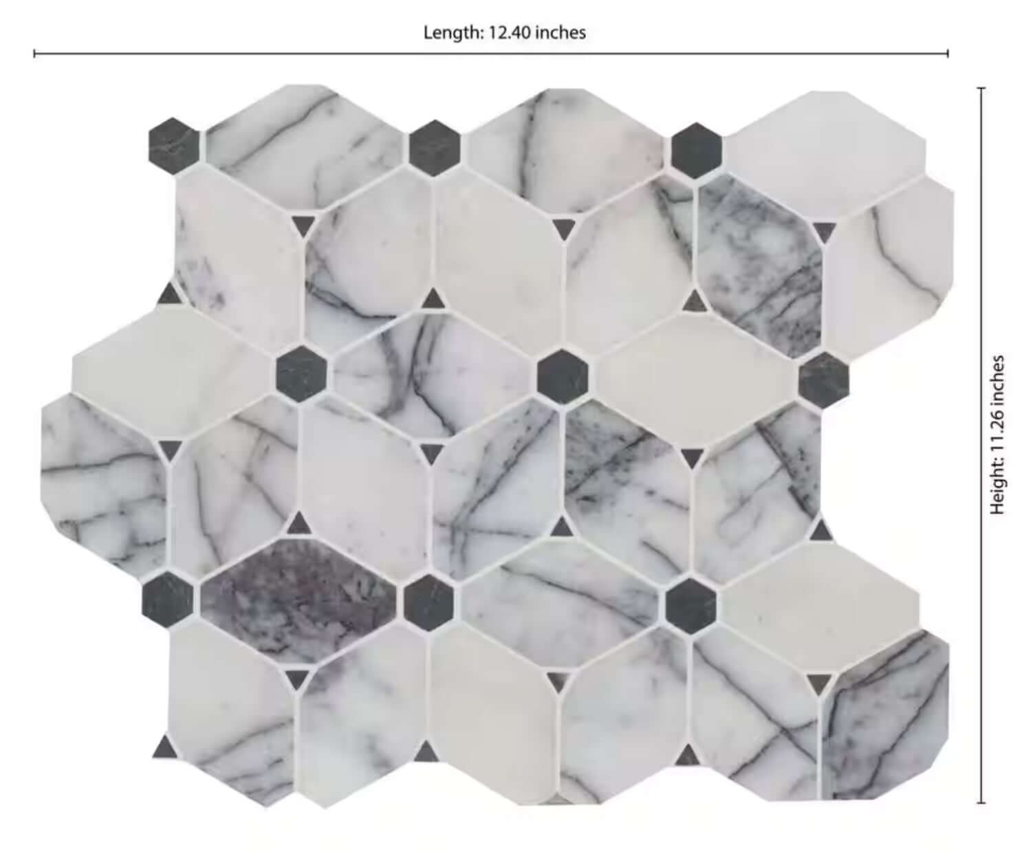 Calacacatta Violet Lilac Cecily Pattern Mosaic Tile 12x11