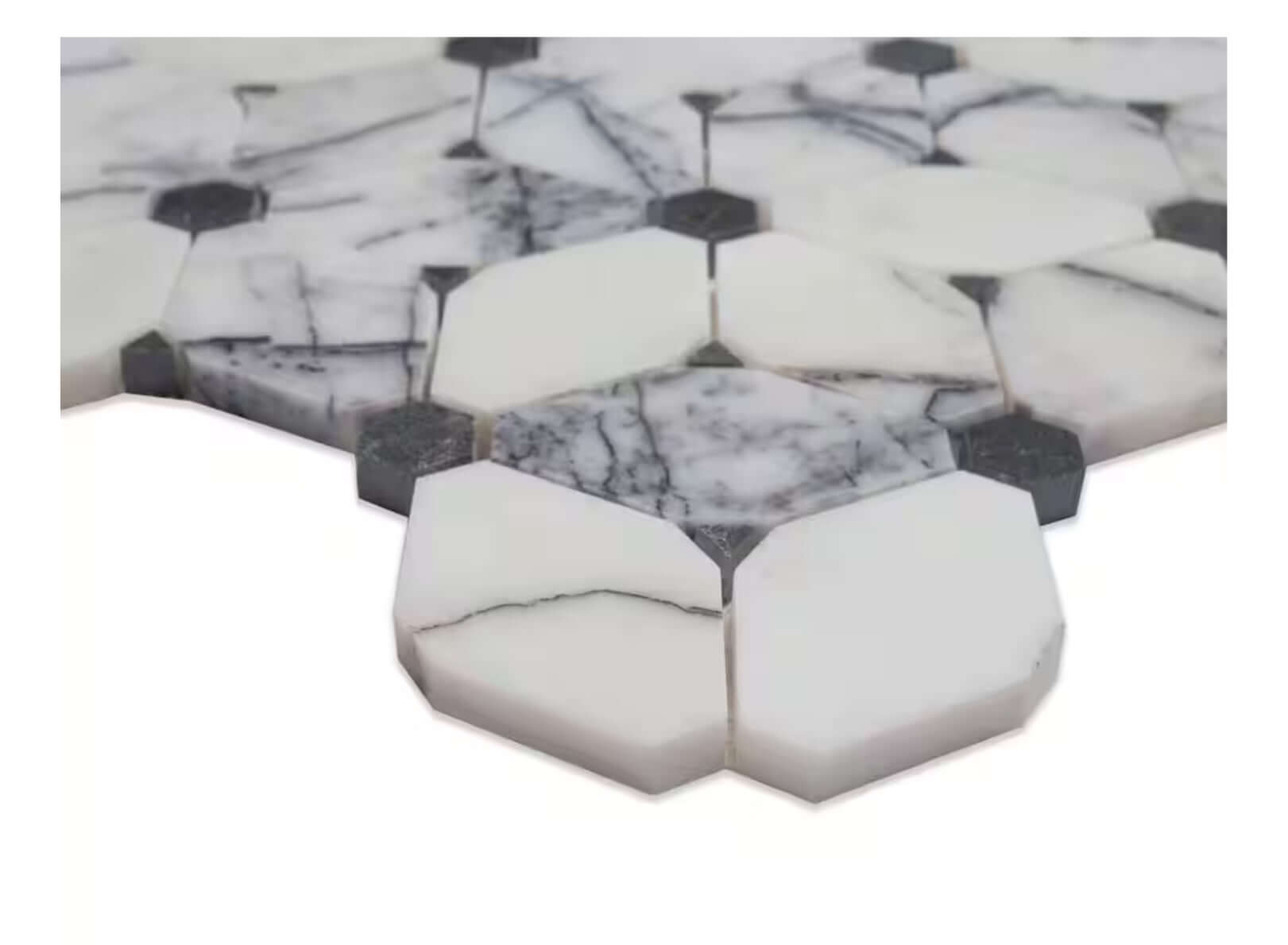Calacacatta Violet Lilac Cecily Pattern Mosaic Tile 12x11