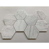 Carrara Venato Marble 5" Large Hexagon Mosaic Tile