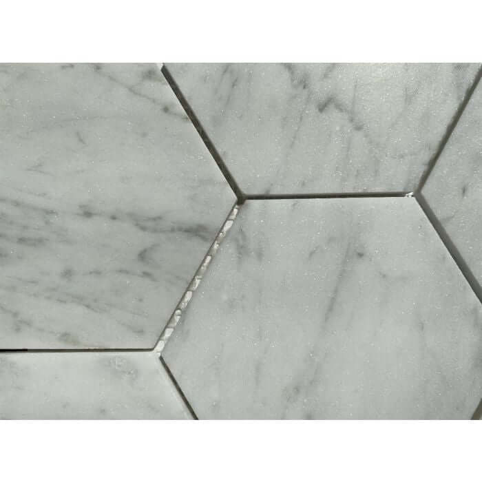 Carrara Venato Marble 5" Large Hexagon Mosaic Tile