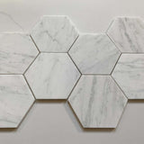 Carrara Venato Marble 5" Large Hexagon Mosaic Tile