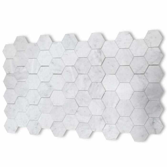 Carrara Venato Marble 5" Large Hexagon Mosaic Tile