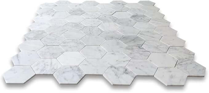 Carrara Venato Marble 5" Large Hexagon Mosaic Tile