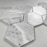 Carrara Venato Marble 5" Large Hexagon Mosaic Tile
