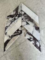 2”x8” Calacatta Violet Purple Chevron Polished Mosaic Tile on Mesh 11.50 x 11.75