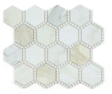 3” Defined Edge Tuscan Calacatta Hexagon Deco Mosaic Tile 10.75 x 12.5
