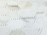 3” Defined Edge Tuscan Calacatta Hexagon Deco Mosaic Tile 10.75 x 12.5