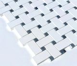 Thassos Bardiglio Gray Basketweave Marble Mosaic Tile