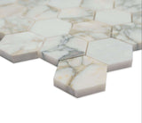 2” Calacatta Green Marble Hexagon Honed Mosaic Tile