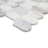 Edessa Scallop Bardiglio White 12” x 13” Polished Marble Mosaic